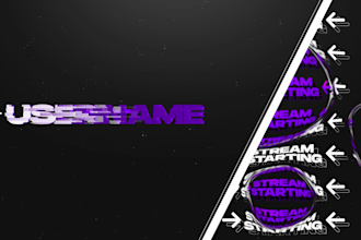 create animated liquid stream overlay pack purple style for twitch