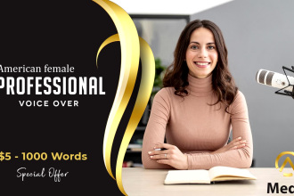 record professional american female voice over english