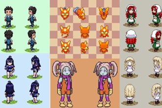 create pixel art character 2d pixel sprite animation nsfw pixel sprite sheet