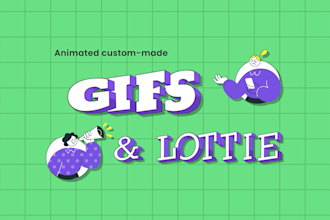 design 2d gif animations and lottie for characters and icons