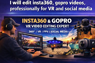 edit insta360, video editing, gopro videos professionally for vr and socal media