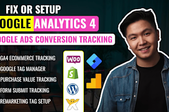 setup google analytics,ecommerce conversion tracking,server side tracking by GTM