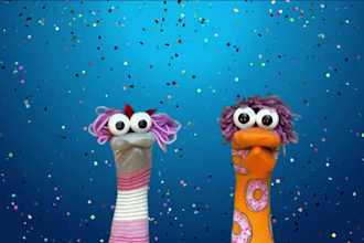 create a birthday greeting video with sock puppets