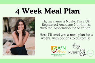 share a 28 day meal plan by a registered nutritionist