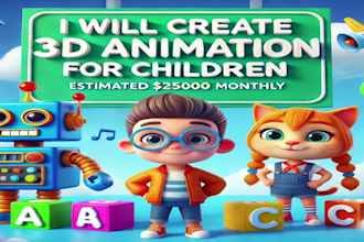 make 3d kids animation that helps you build income online and audience attention