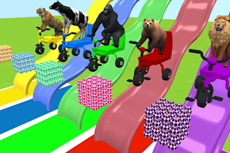create 4 to 6 minutes tip top 3d animal animation video for kids