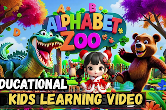 produce 3d kids learning videos and rhymes for youtube in 24 hours