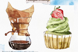create watercolor style illustrations of food or anything