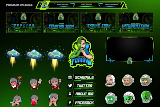 design animated twitch overlay, twitch logo, twitch stream package