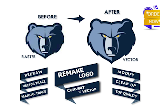 redraw, remake, recreate or vector trace your logo