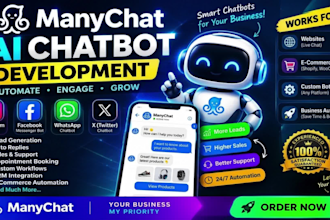 setup ai chatbot for instagram, facebook, whatsapp with manychat automation