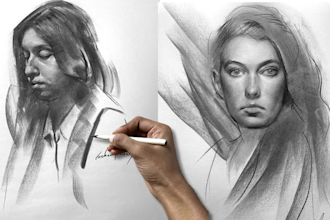draw realistic pencil portrait from a photo in 4 hours