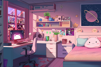 draw background art illustration for vtuber stream visual novel in anime style