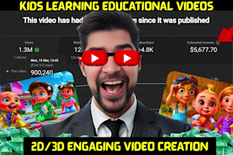 produce 3d kids learning and nursery rhymes videos for your channel
