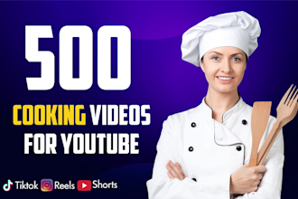 create 500 cooking video recipes for youtube