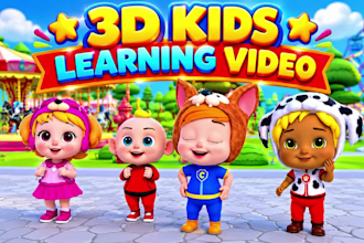 3d kids learning video, 3d cartoon animation, nursery rhymes, ai kids animation