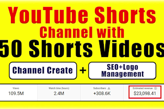 create youtube shorts channel with 50 videos