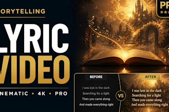 produce a premium storytelling lyrics video with cinematic visuals
