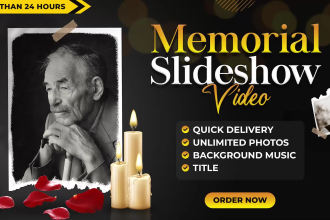 create funeral photo slideshow, memorial video in 24 hours