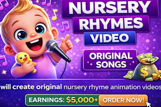 create kids animated videos, kids learning videos, animation for kids in 24hours