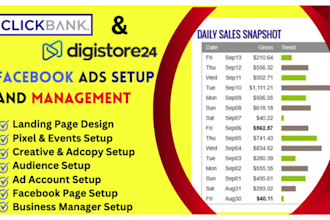 set up facebook ads campaign for clickbank or digistore24 for better ROI