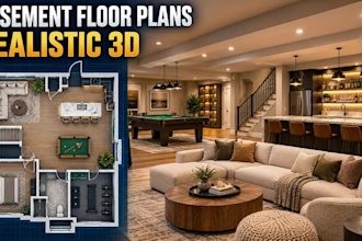 draw professional basement floor plans and realistic 3d renderings