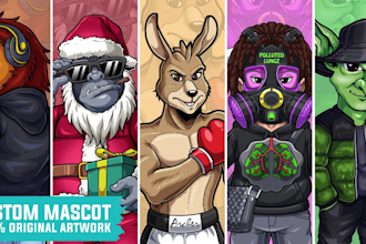design a custom mascot logo and cartoon character for your brand