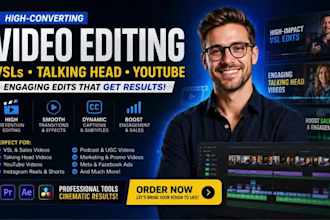 edit high retention video, talking heads, vsl, youtube, instagram reels, ai cat