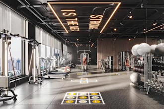 design gym, yoga and pilates studio with realistic 3d rendering