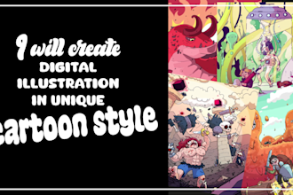 draw a digital cartoon illustration