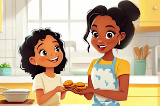 draw american african children story book illustration and cover