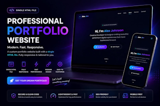 create a single page HTML portfolio website for developers and freelancers