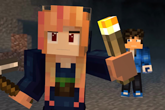 3d minecraft video intro, cinematic short animation for you