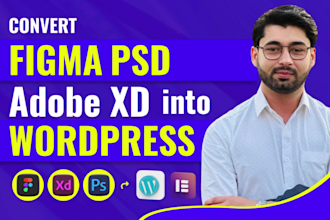 convert figma PSD and adobe xd to a pixel perfect wordpress website by elementor