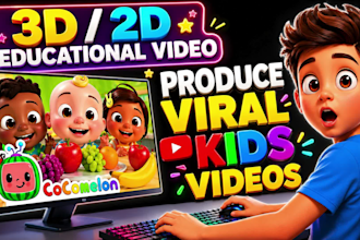 create kids animated videos, kids learning videos, animation for kids in 24hours