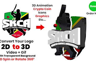 convert 2d to 3d logo, crypto coin, icons rotating, spin gif animation looped