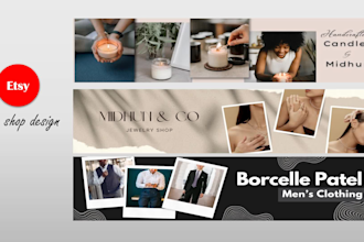 design professional etsy shop banners, branding kits, logo