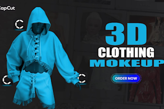 make 3d clothing mockup, animation from your2d idea