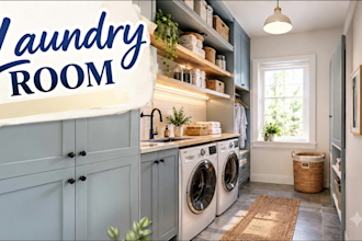 design 3d modern laundry room and utility room render