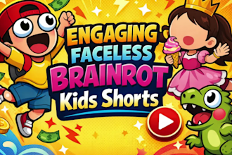 create engaging faceless brainrot shorts video for kids animation