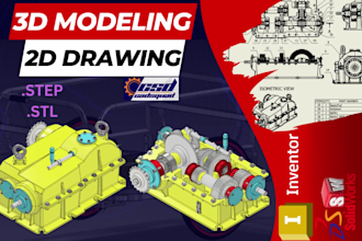 create 3d cad design, product rendering, 3d model 2d drawing