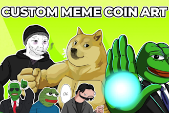 draw custom, funny meme coin cartoon illustrations