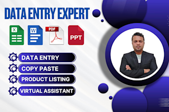 do excel data entry, copy paste, product listing and virtual assistant task