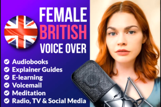 record a young british professional female voice over