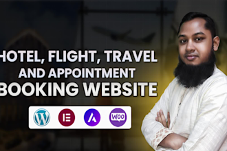 create a hotel, travel, flight, and appointment booking website by wordpress