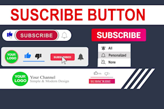 create animated youtube subscribe buttons, like and bell