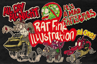 draw monsters in ed roth, rat fink, kustom kulture style