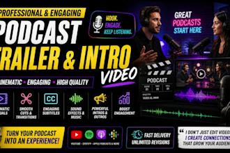 edit professional engaging podcast trailer and intro video