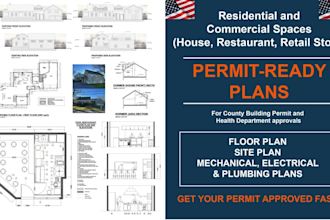 design permit ready floor plans, mep for city and health approval USA