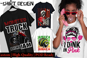 design custom bulk t shirt and typography designs for your pod business